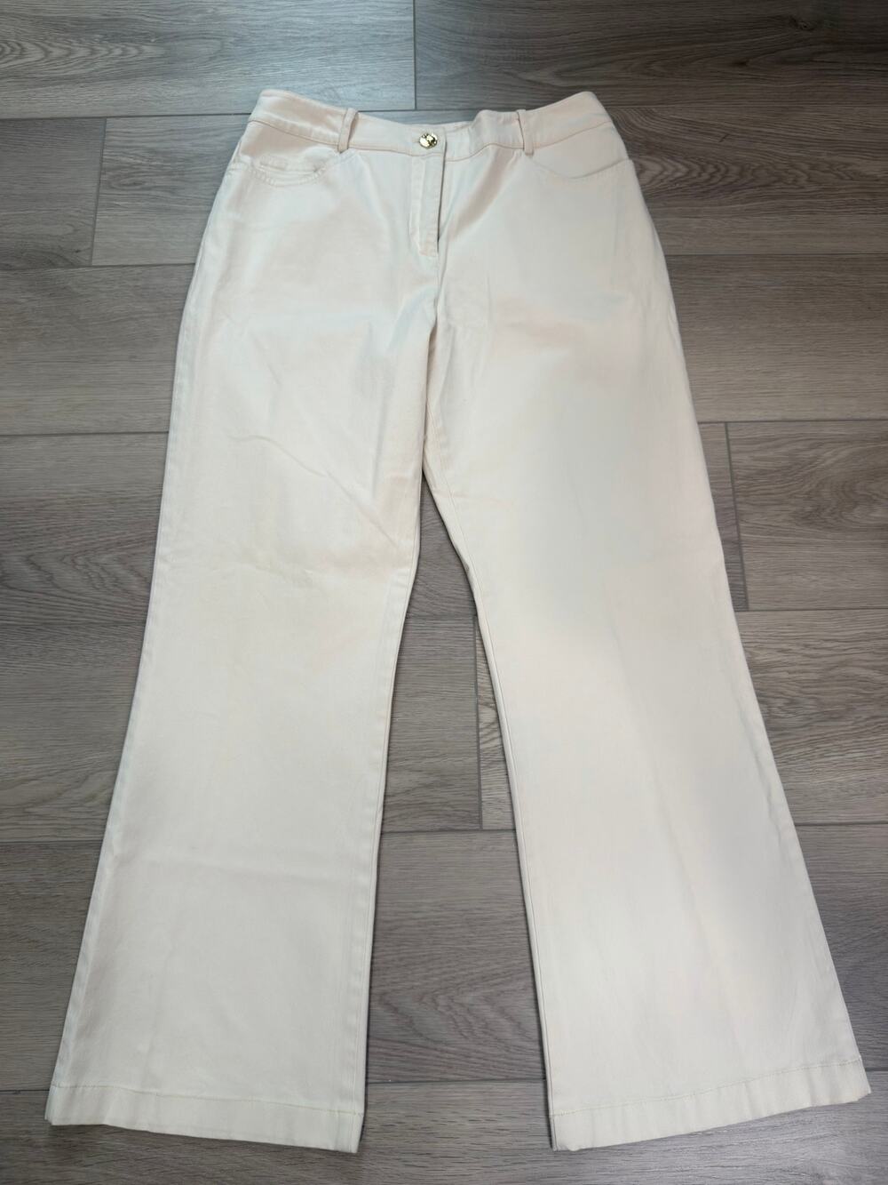 VTG 90s St John Sport by Marie Gray Cream Quiet Luxury Stretch Cotton Pants 4